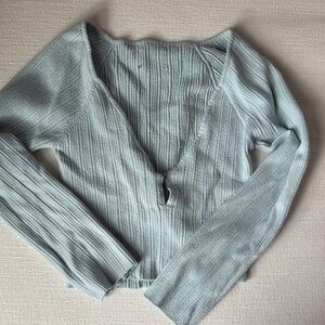 Light Blue Ribbed Knit dance shrug sweater xs